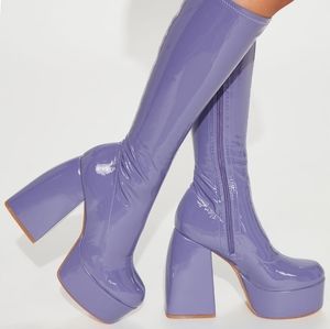 NIB Lavender 5 in Platform Knee High Boots 9